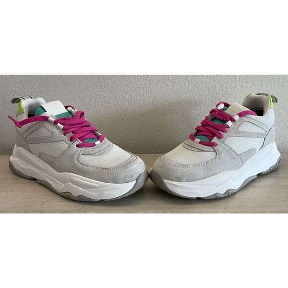 P448 Women's Sz 8 EUR 38 White Luke Leather/Mesh Fabric Platform Sneakers - Picture 9 of 12